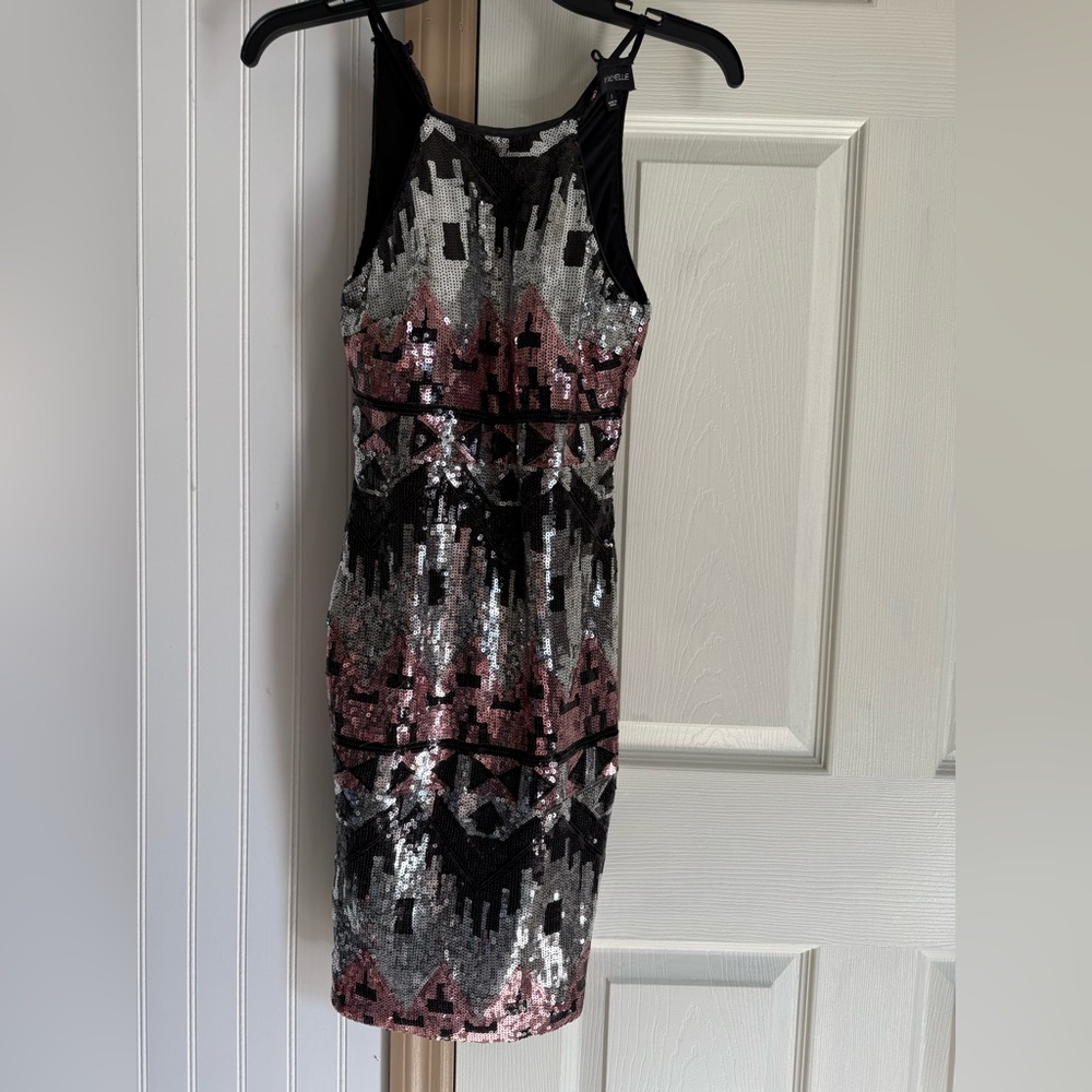 Glamorous Sequin Mini Dress in Black, Silver, and Pink